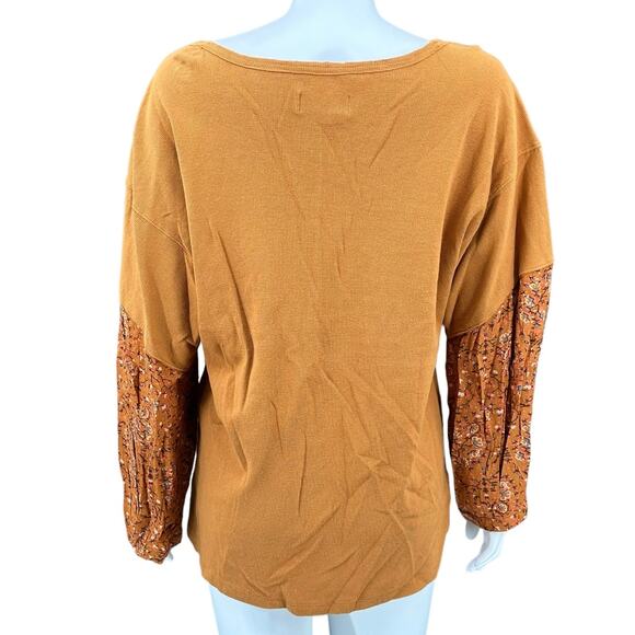 Anthropologie Top Womens Medium Cumin Waffle Knit Thermal Oversized Cotton Boho - Picture 5 of 9